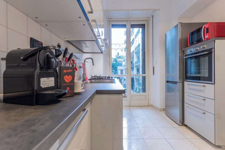 Apartment | Private kitchen | Full-size fridge, microwave, oven, stovetop