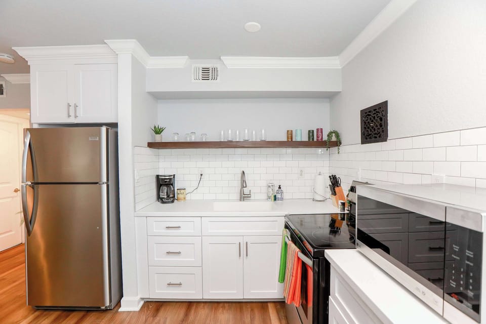 Modern kitchen with open shelves