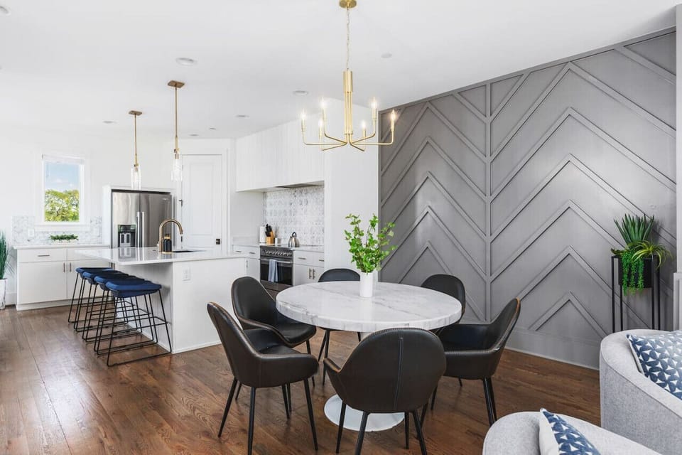 Share a meal at the dining table with seating for six.