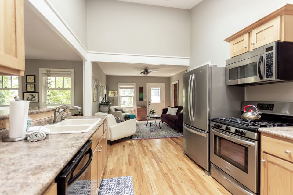 Kichen with stainless steel appliances