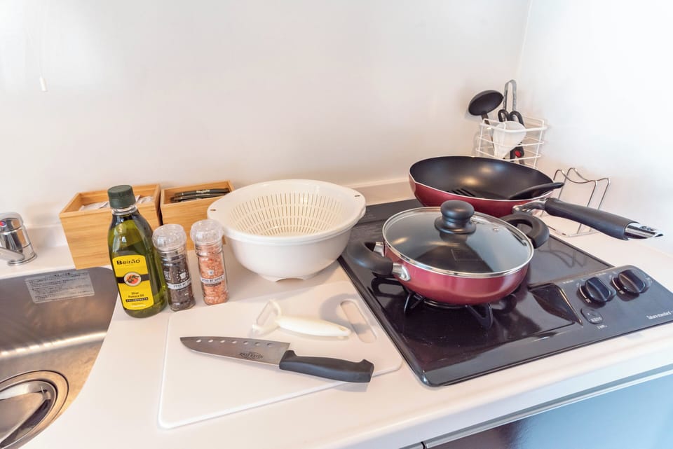 Comfort Apartment | Private kitchen | Full-size fridge, microwave, stovetop, electric kettle