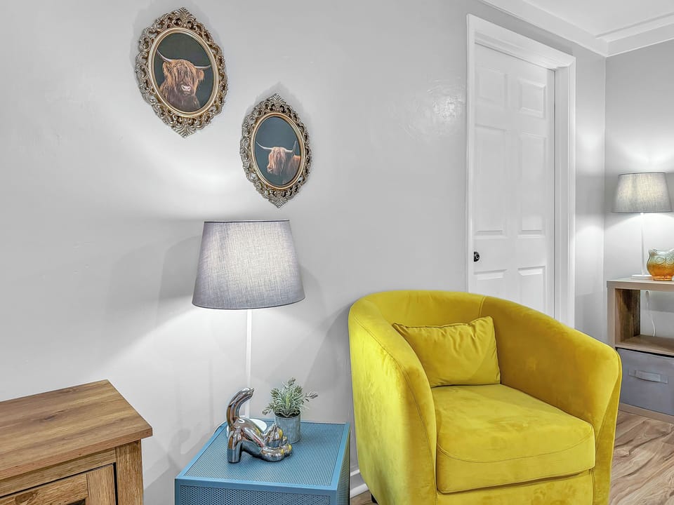 Basement level living room/sleeping space.  