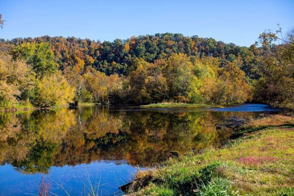 Autumn’s touch on the Watauga River—crisp air, vibrant colors, and the peaceful sounds of nature just outside your door.