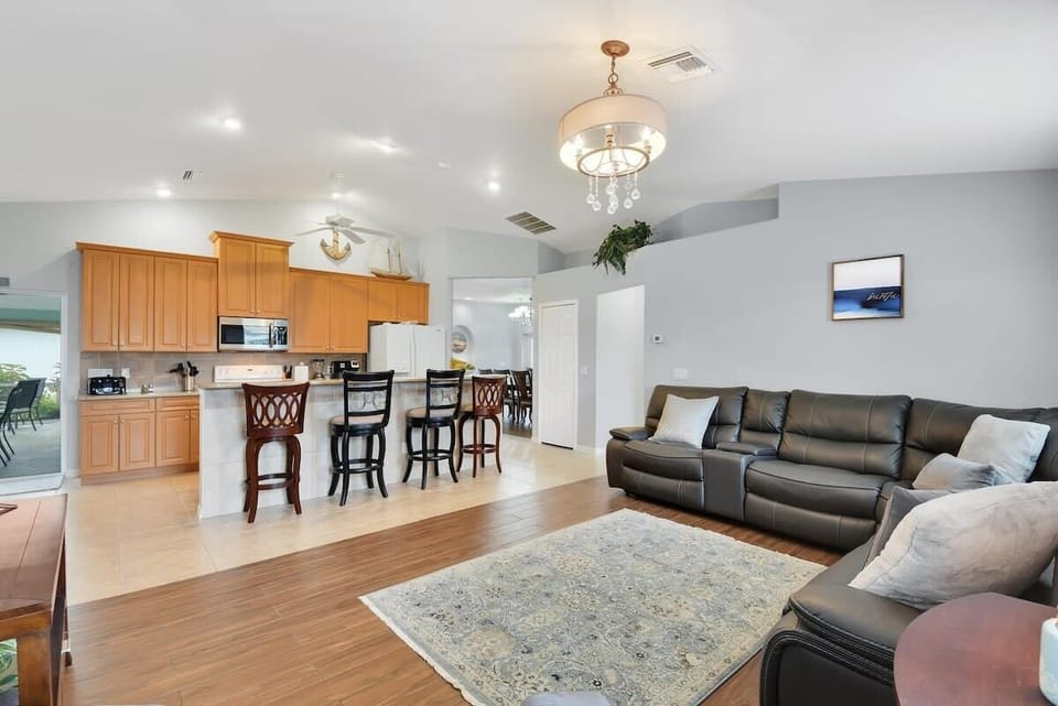 Plenty of space for the whole family to enjoy themselves with an open kitchen to living room layout.