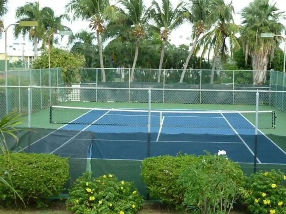 Lighted tennis court.