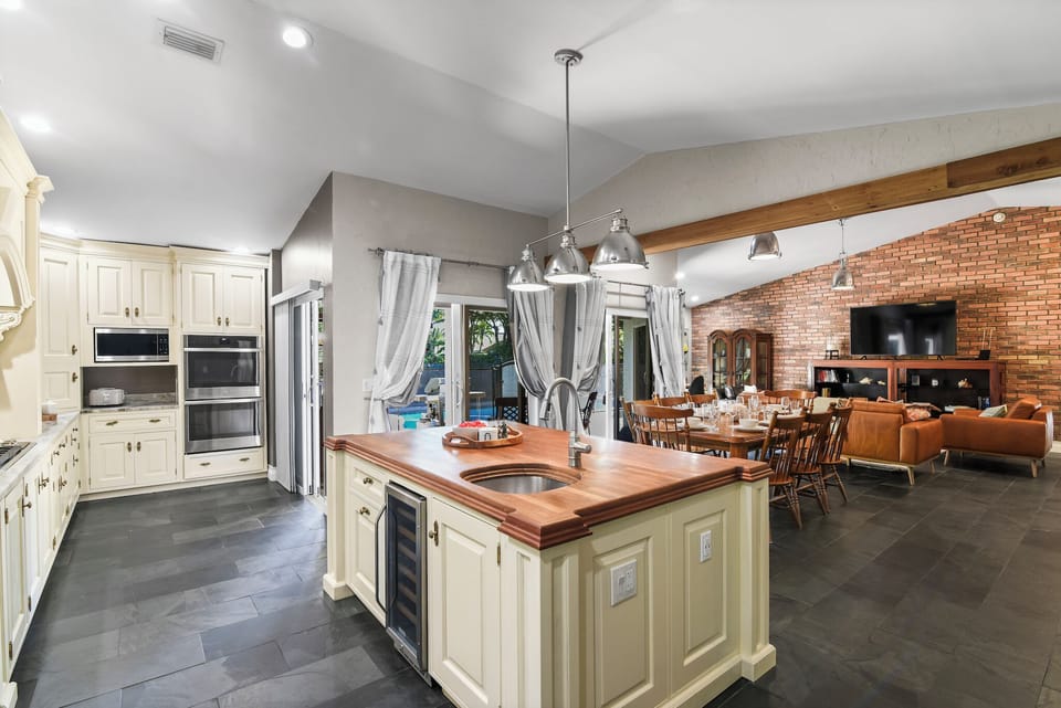 The beautiful custom island is perfect for prepping meals for family and friends!