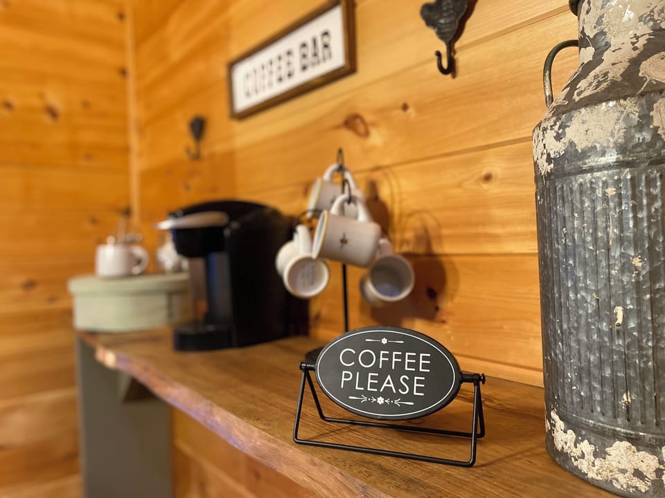The Lazy Laurel has a lot of nice details like our live edge coffee bar.