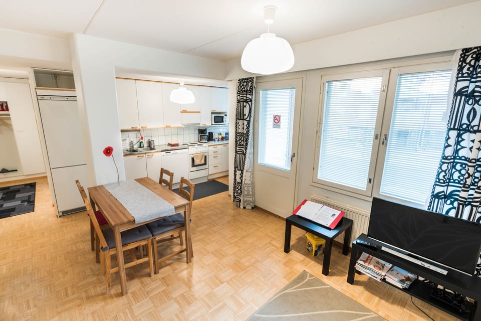 Apartment, 1 Bedroom, Sauna | Living room | Flat-screen TV