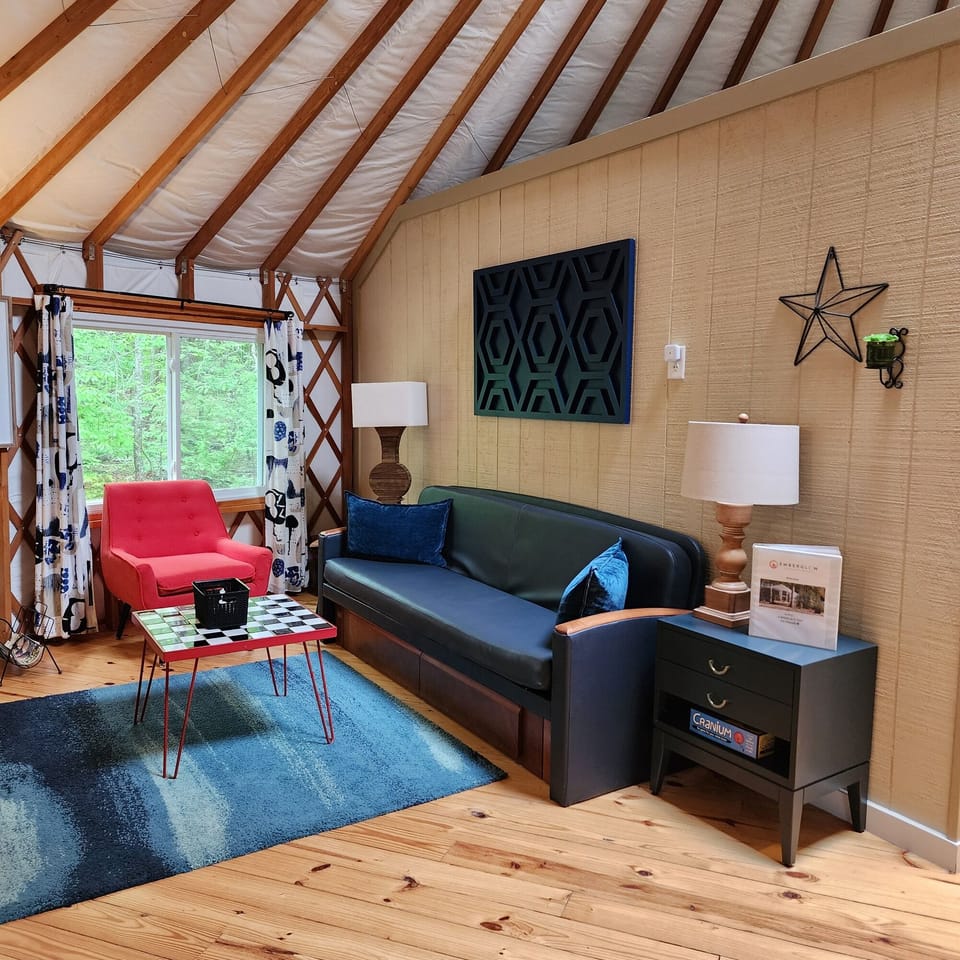 Living room with fold out couch