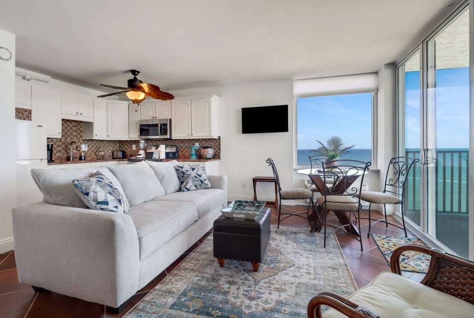 The queen sleeper sofa accommodates 2 guests, allowing for up to 4 guests to share the studio.