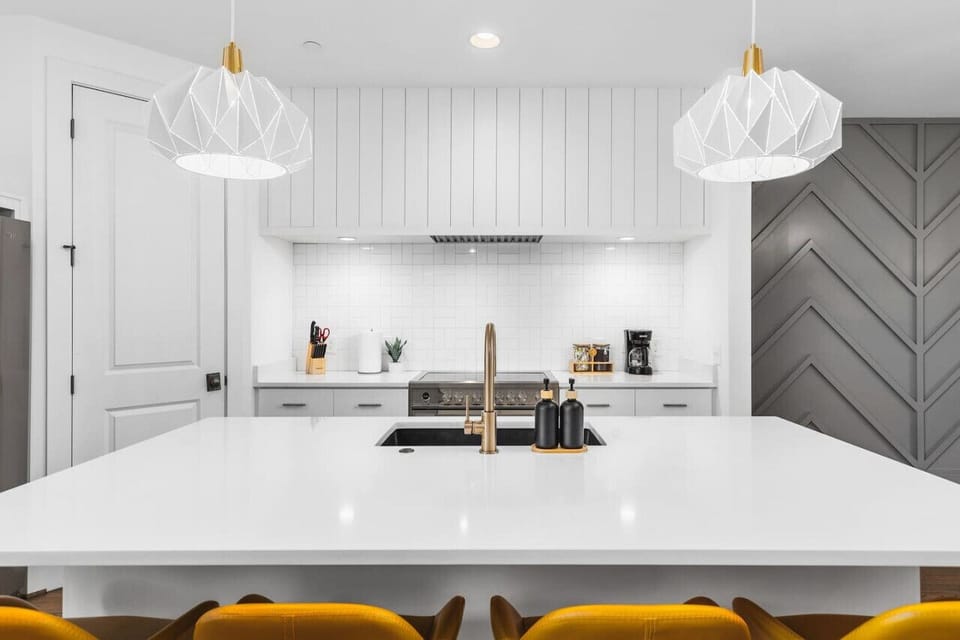 Seating for four at the large kitchen island.