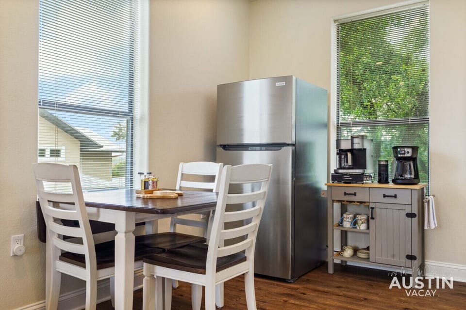 Everything you really need: Kitchenette with dining, microwave, coffee, and the basics