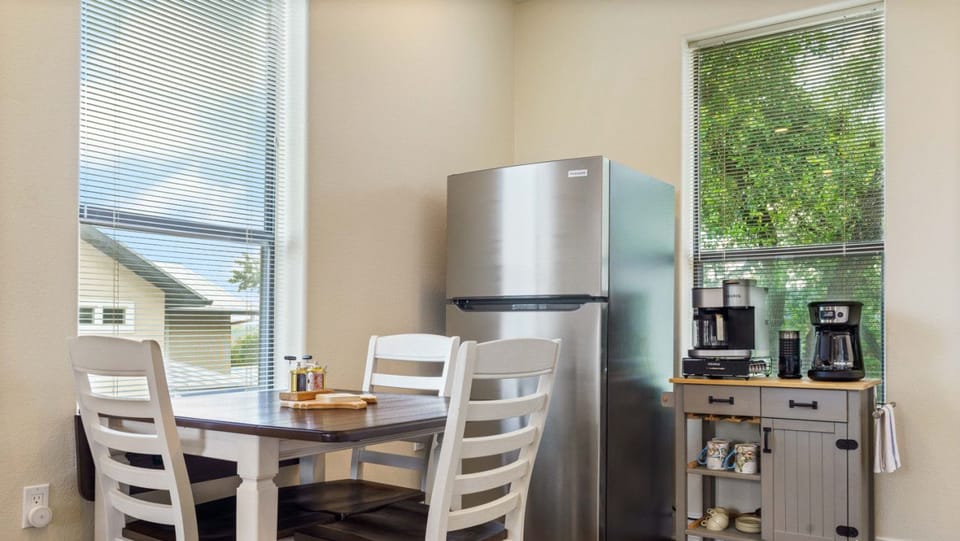 Everything you really need: Kitchenette with dining, microwave, coffee, and the basics