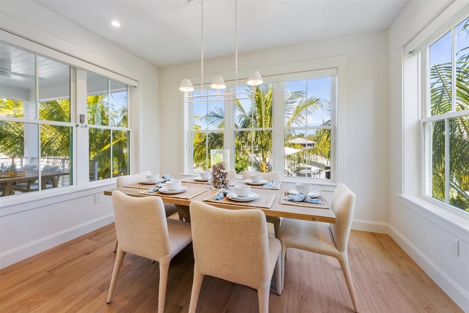 Dining table seating six guests