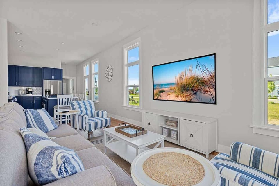 Chillin' starts here. Comfy furniture. Extra-wide flat screen TV. Oh, yeah.