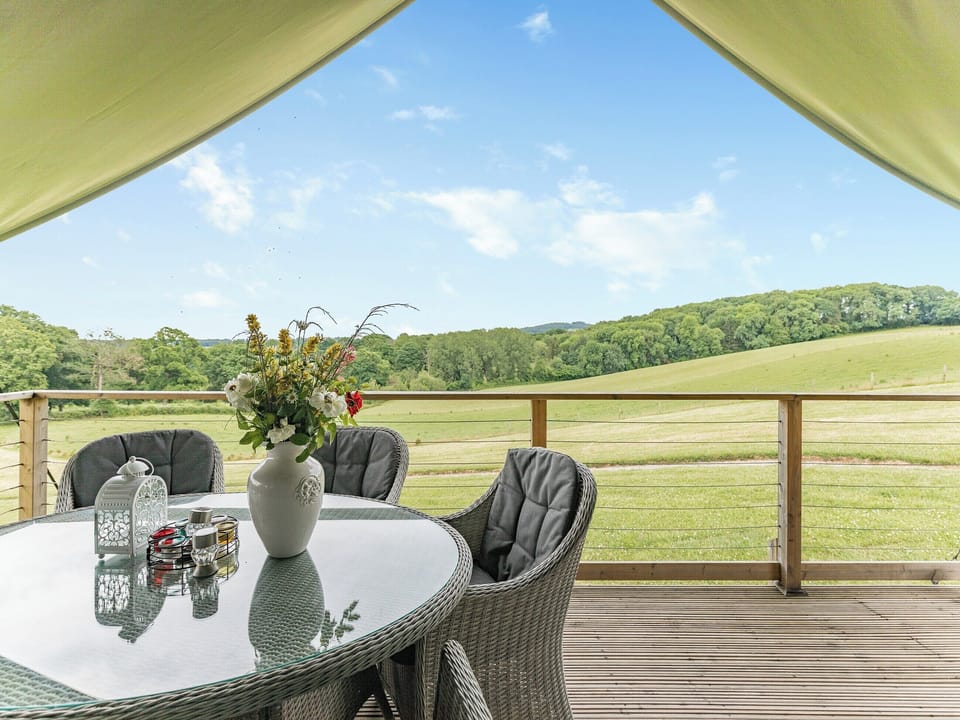 Sitting-out-area | Safari Lodge Two - Darnells Luxury Glamping, Ross-on-Wye