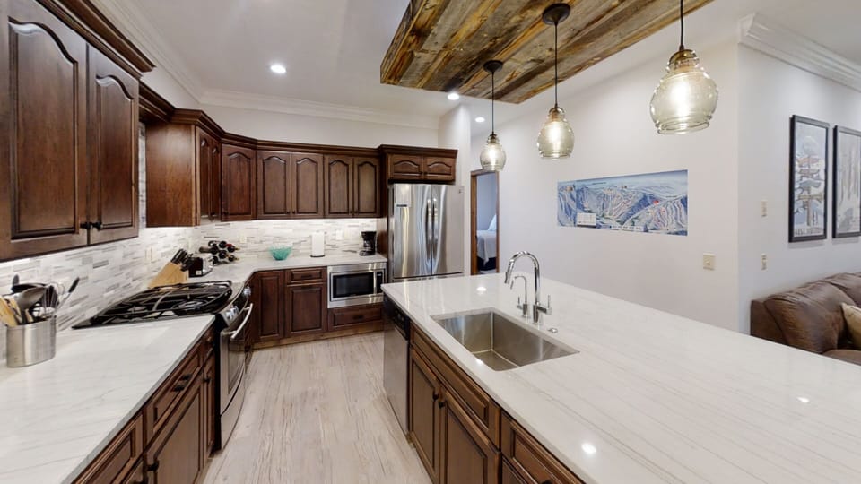 Indoors, Kitchen, Sink, Hardwood, Stained Wood
