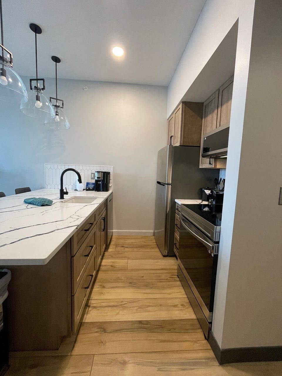 Indoors, Floor, Hardwood, Stained Wood, Kitchen
