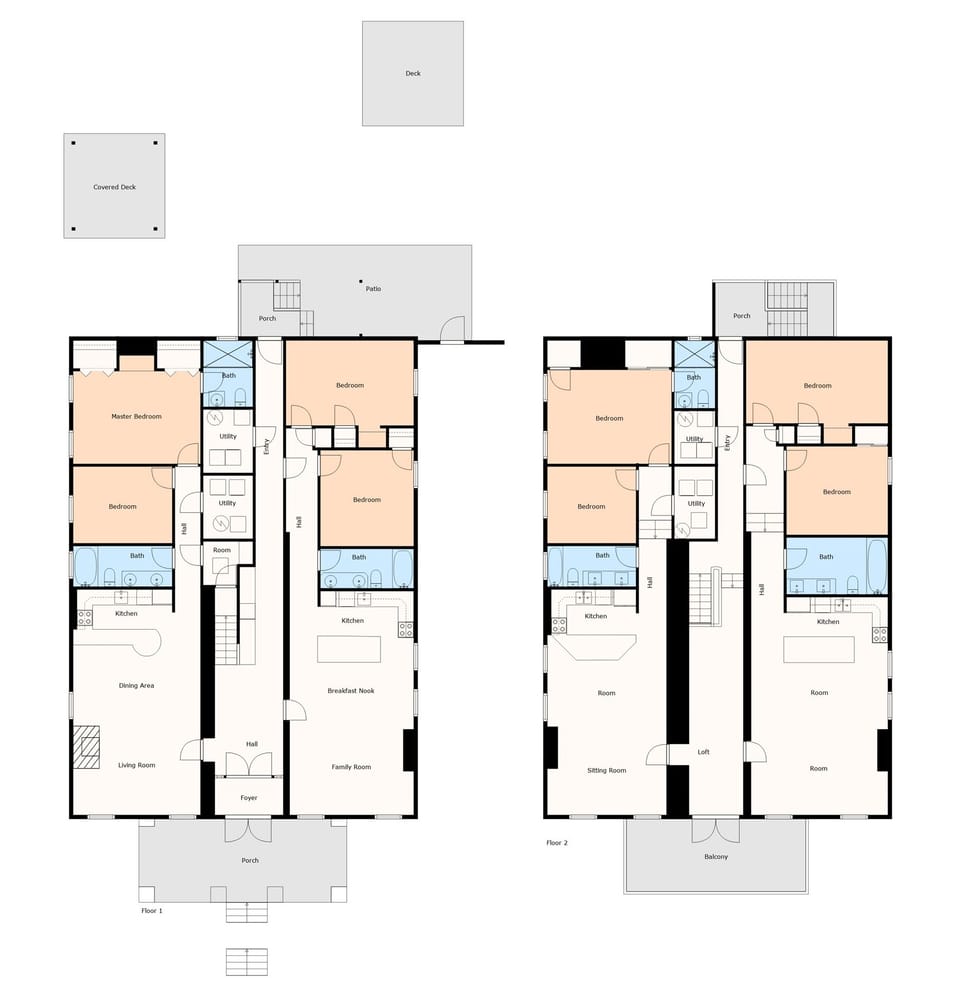 2D Floor Plan of the two levels
