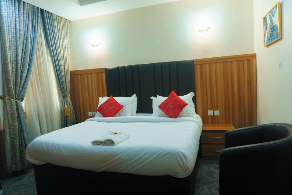Premium bedding, down comforters, memory foam beds, desk