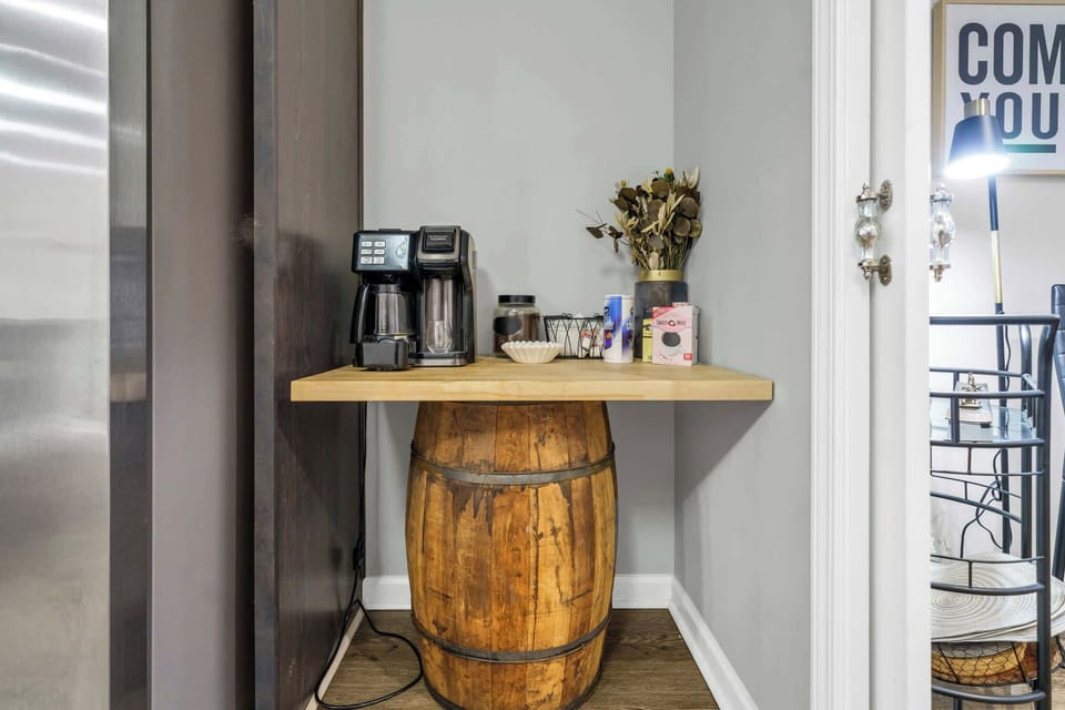 Kitchen: Your morning coffee ritual made easy with our fully equipped coffee station, complete with a FlexBrew coffee maker and all the essentials.