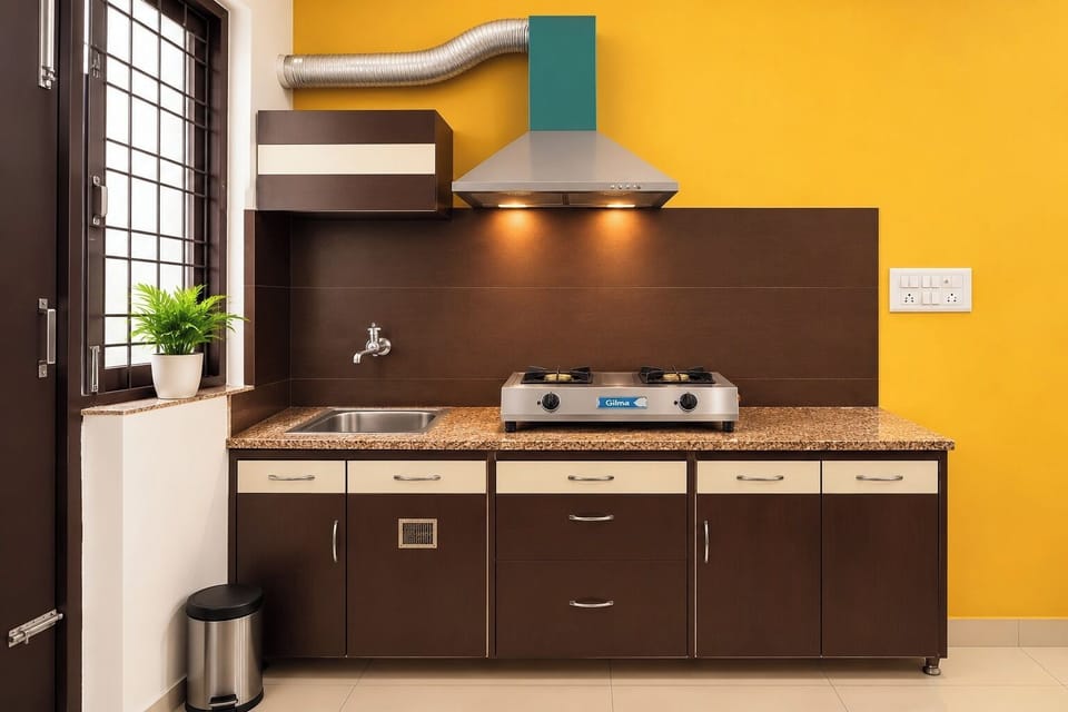 Deluxe Apartment | Private kitchen | Fridge, stovetop, dining table