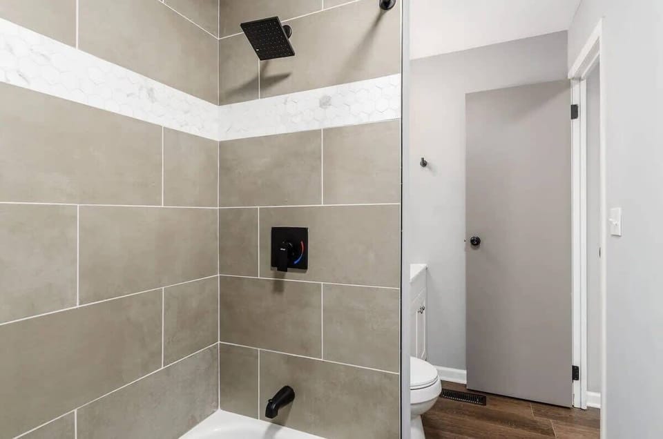 Enjoy the beautiful spa-like bathroom