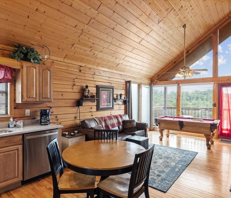 Unwind by the fireplace, shoot some pool, and soak in the mountain views.