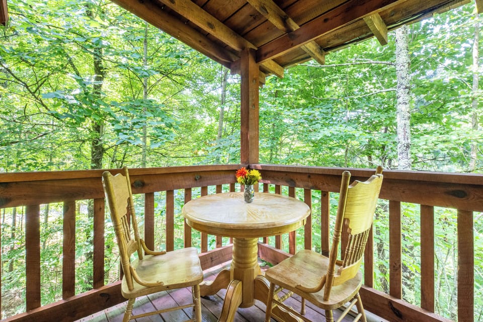 Serene porch with forest views — perfect for morning coffee or quiet evenings.
