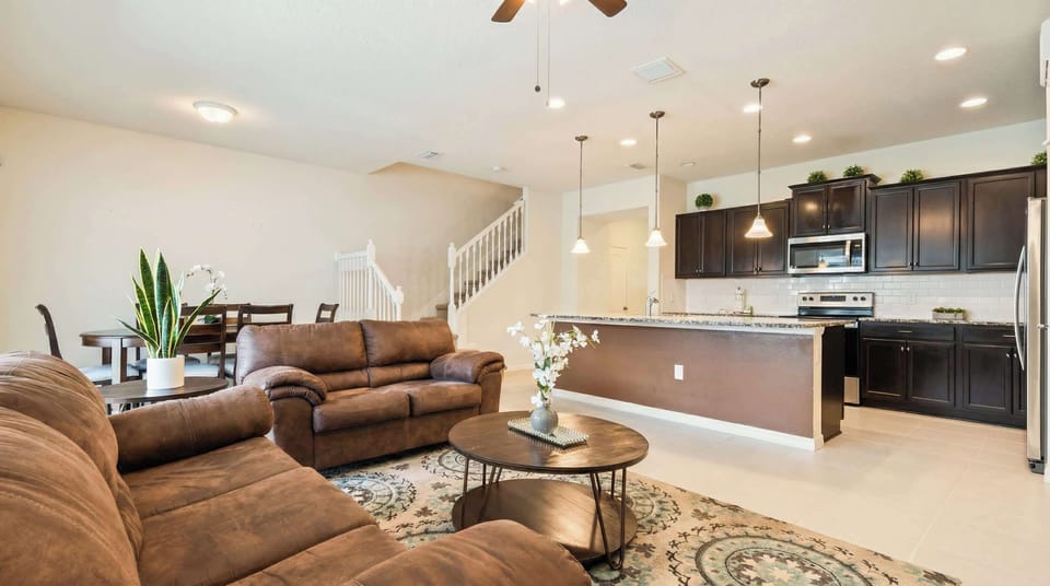 Spacious open-plan living with a stylish kitchen, perfect for family gatherings.