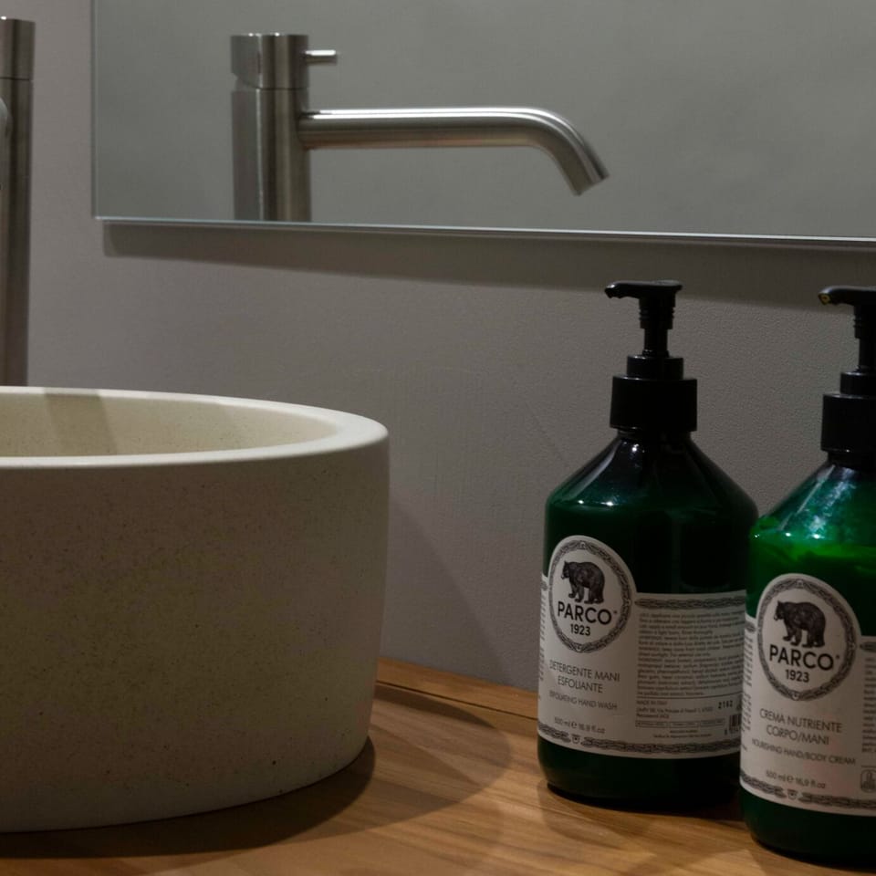 Suite (HO'M) | Bathroom | Shower, rainfall showerhead, hair dryer, towels