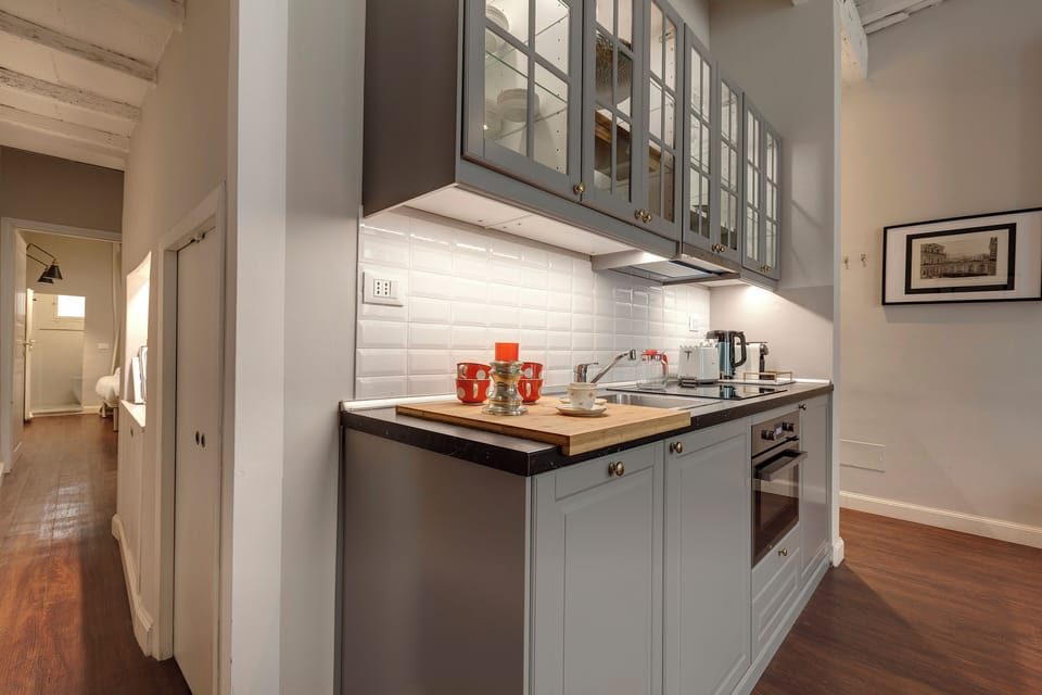 Apartment | Private kitchen | Full-size fridge, microwave, stovetop, espresso maker
