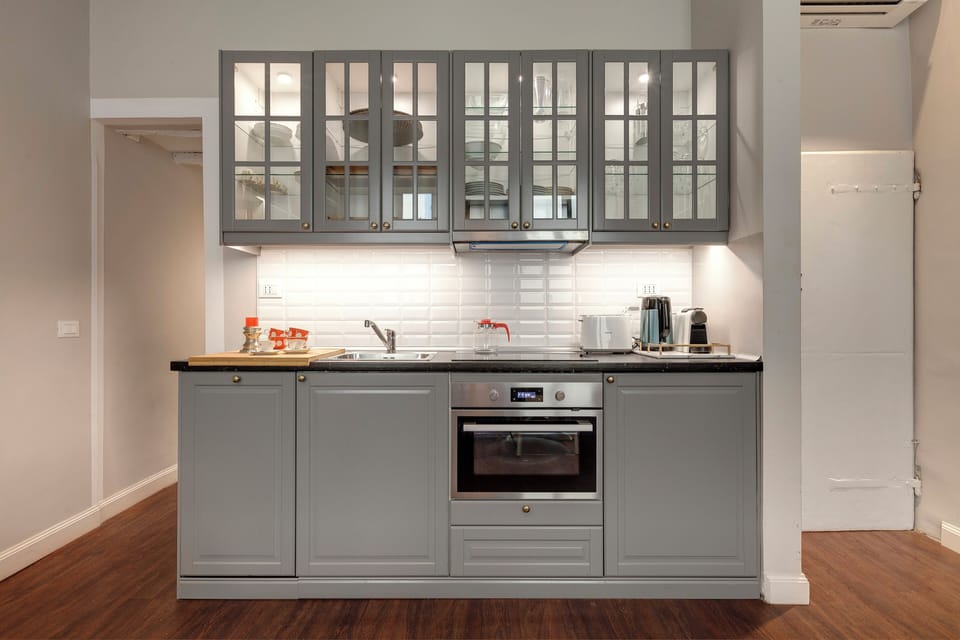 Apartment | Private kitchen | Full-size fridge, microwave, stovetop, espresso maker