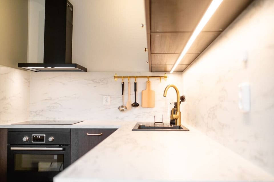 kitchen unit with sink, oven and stove top