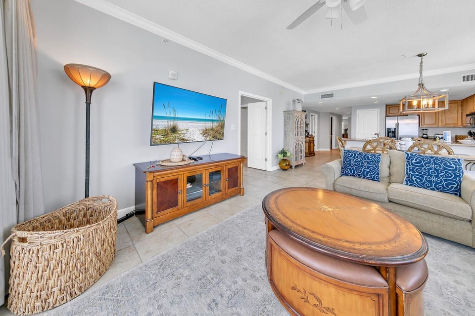 Enjoy a movie on the flat screen TV