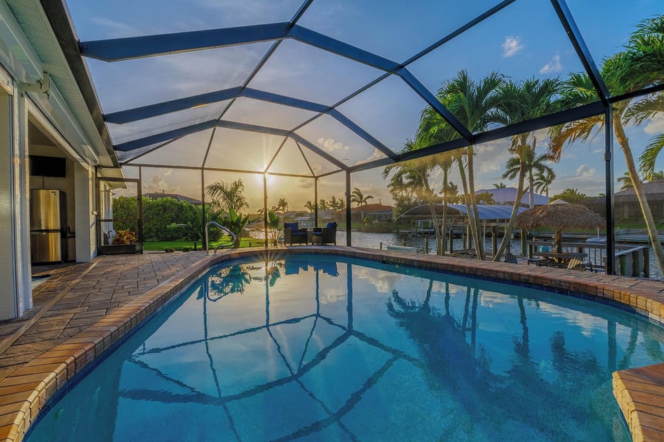 See the sun setting while enjoying the heated pool.