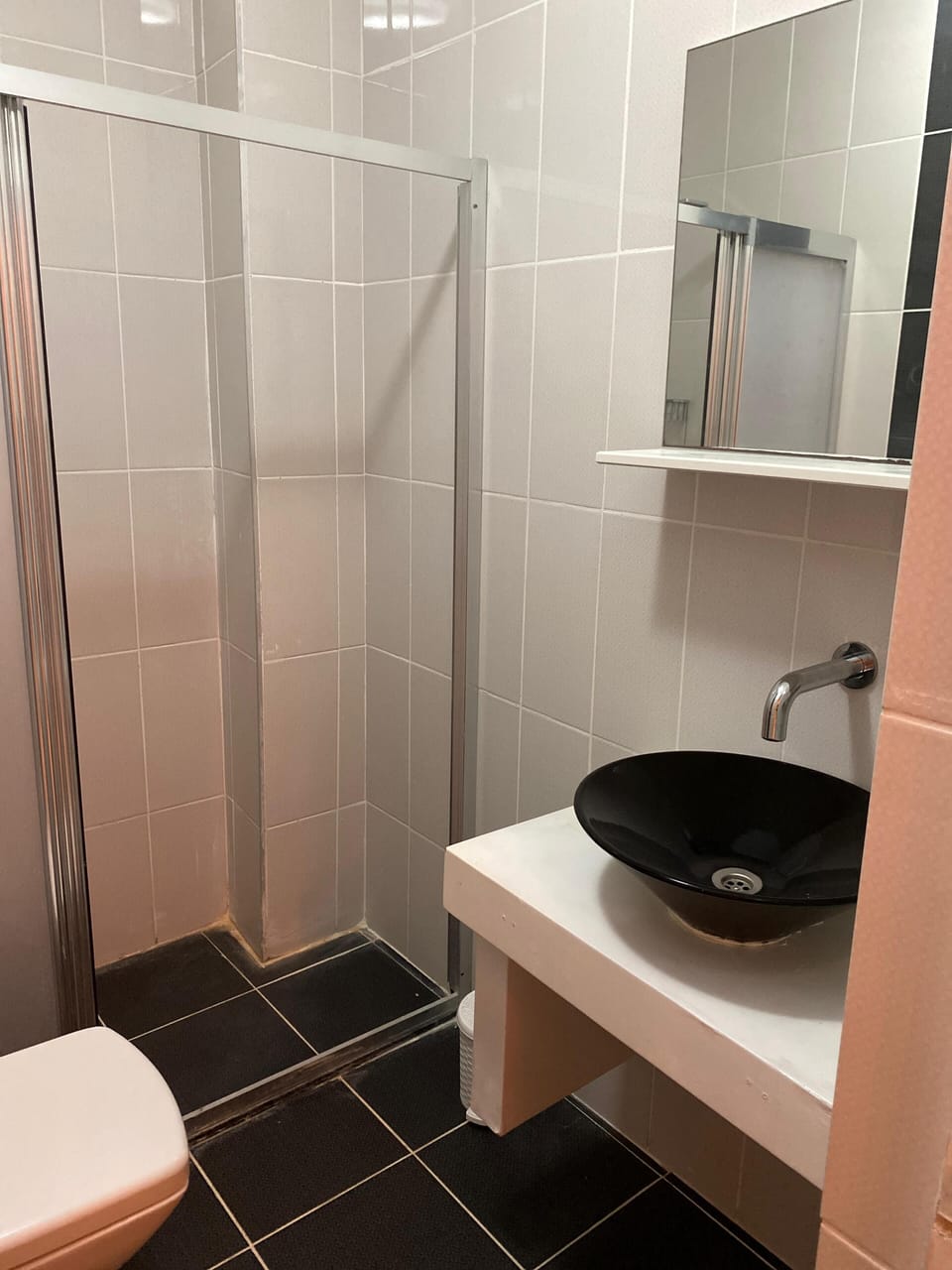 Shower, rainfall showerhead, hair dryer, bathrobes