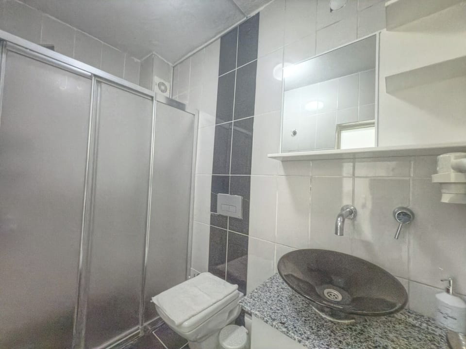 Shower, rainfall showerhead, hair dryer, bathrobes