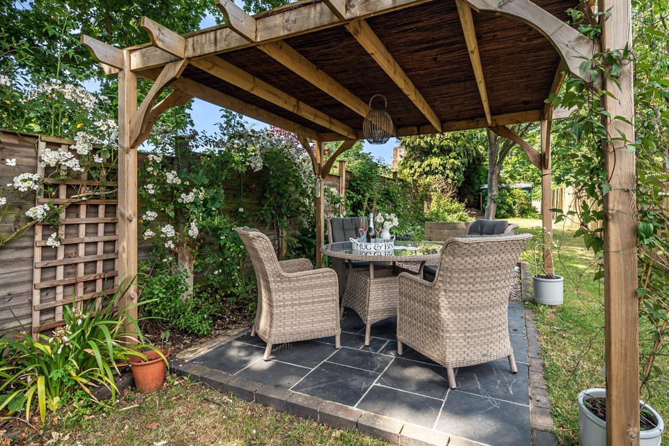 lovely seating area in big garden