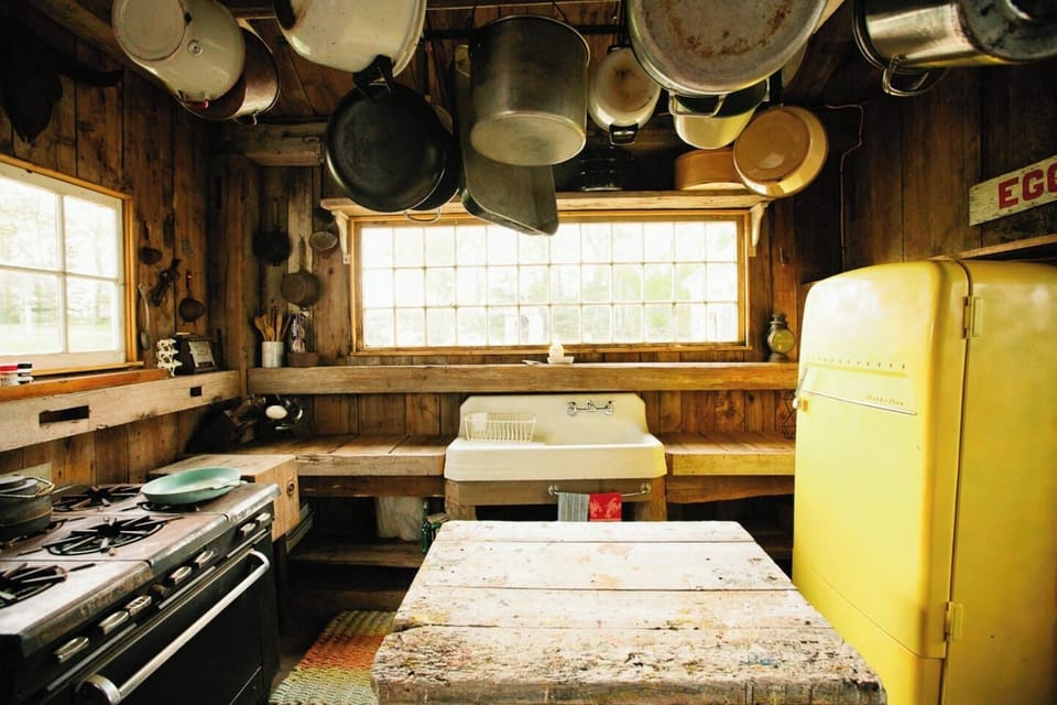 Fully equipped qintenssential Maine cottage summer  kitchen.