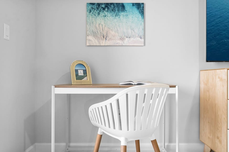 Dedicated workspace in the master suite — perfect for remote work with high-speed WiFi and Gulf views nearby.