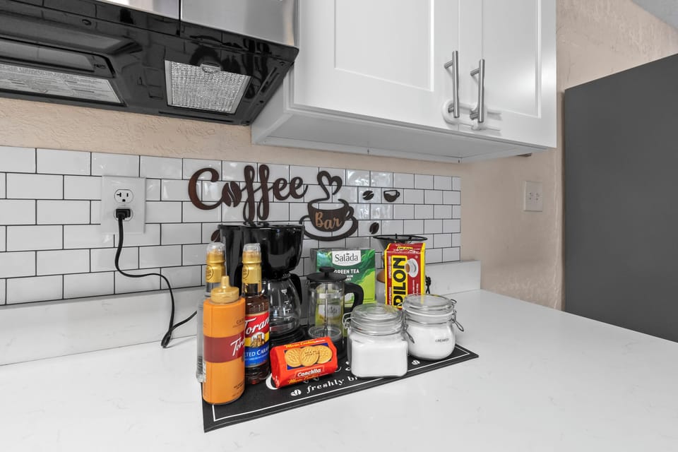 Your complimentary, fully-stocked coffee station. 