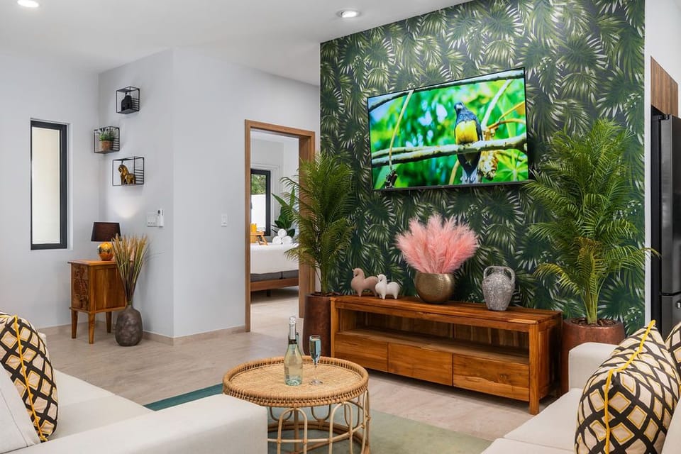 Enjoy your favorite shows on the smart TV in an air-conditioned living room.