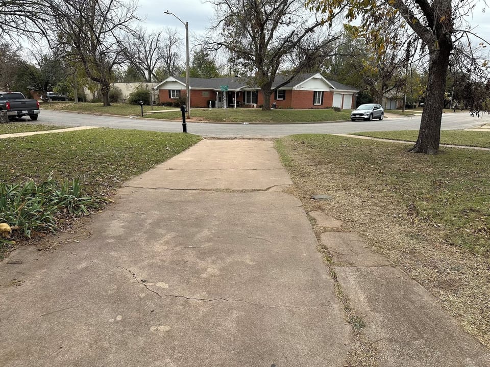View from our driveway to the street so that you can see parking options