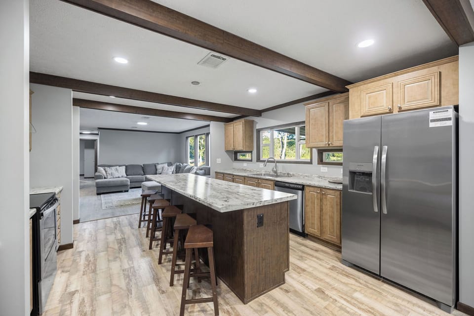 Kitchen Island Living Room View South