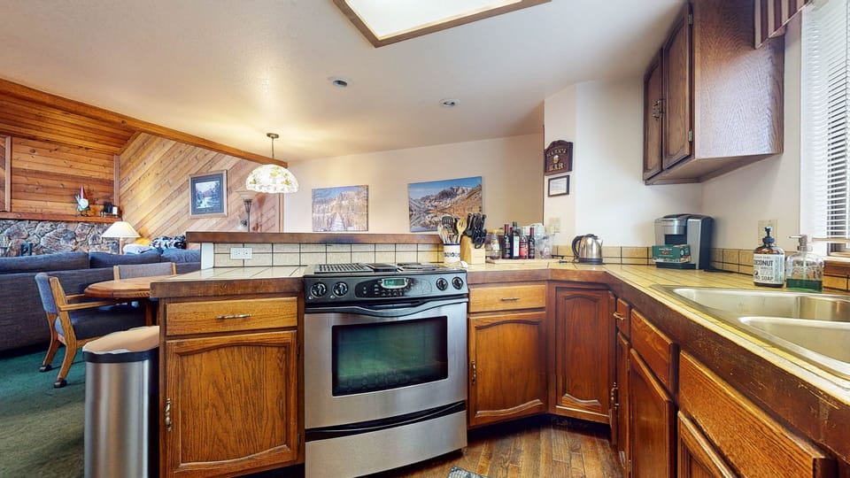 Indoors, Hardwood, Kitchen, Stained Wood, Sink