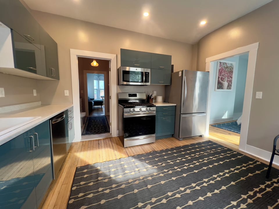 Renovated kitchen and dining.