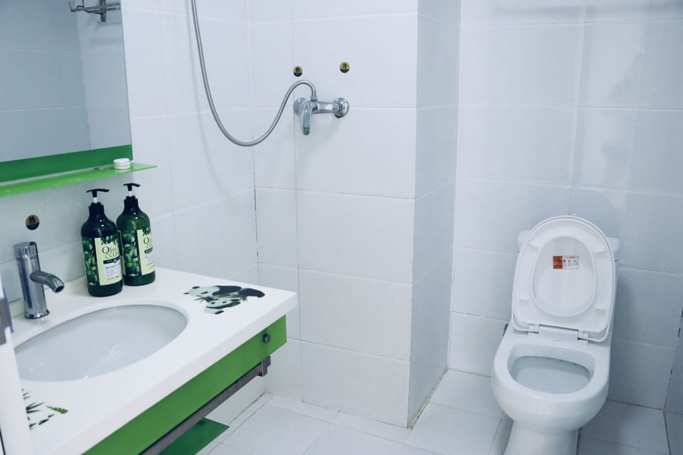 Shower, free toiletries, hair dryer, slippers