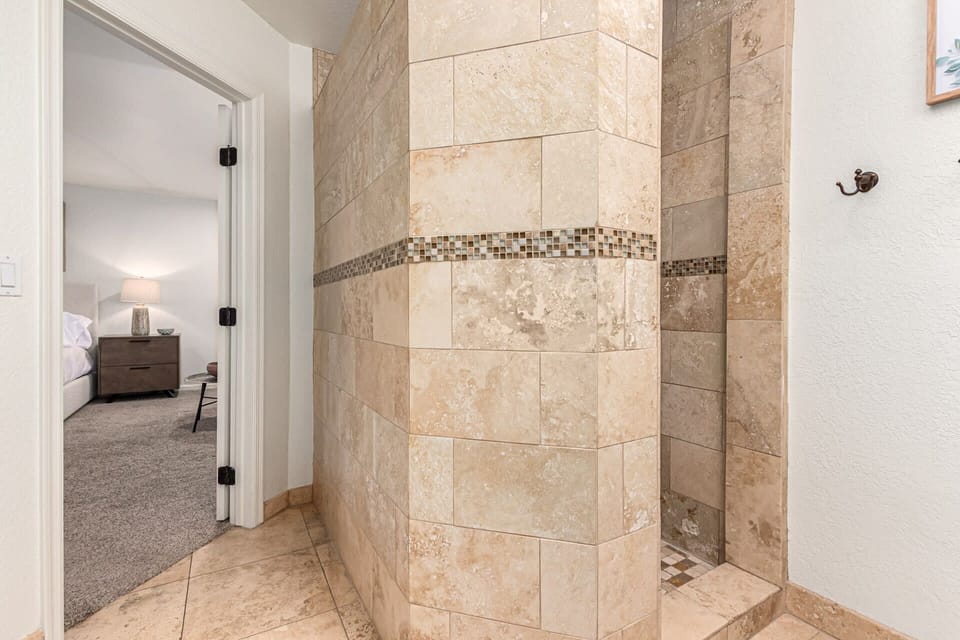 Primary Bathroom with Tile Shower