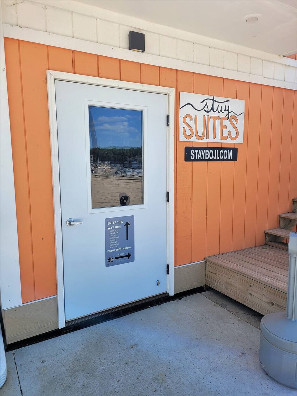 Enter this door to go to the 2nd floor. Brown Bay Suite is on the 2nd floor. 